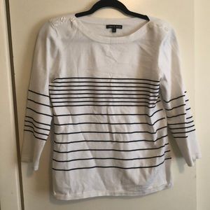 White & Black Striped 3/4 Length Sweater
